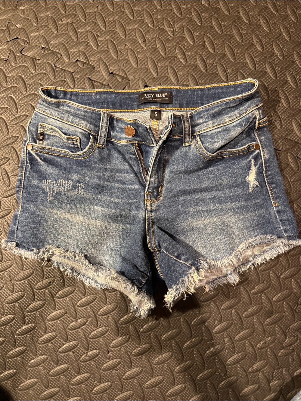 Judy Blue Faded Blue Distressed Frayed Hem Denim Shorts
